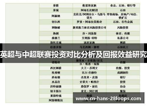 英超与中超联赛投资对比分析及回报效益研究